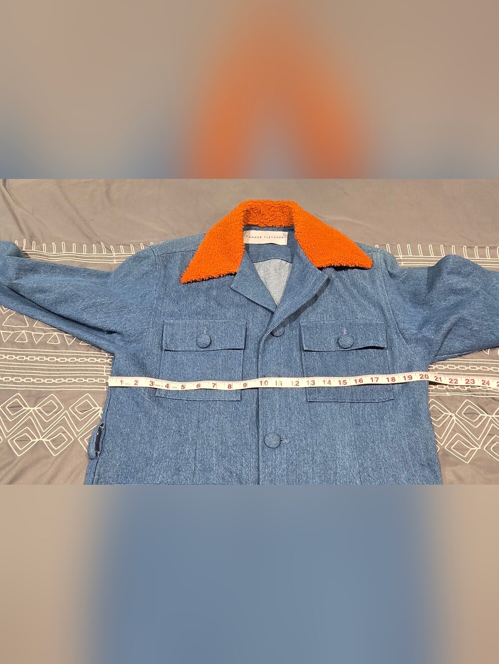 Tanner Fletcher Unisex Denim And Orange Jacket Size 2 (US Ladies M Or Men's S) - Picture 4 of 8